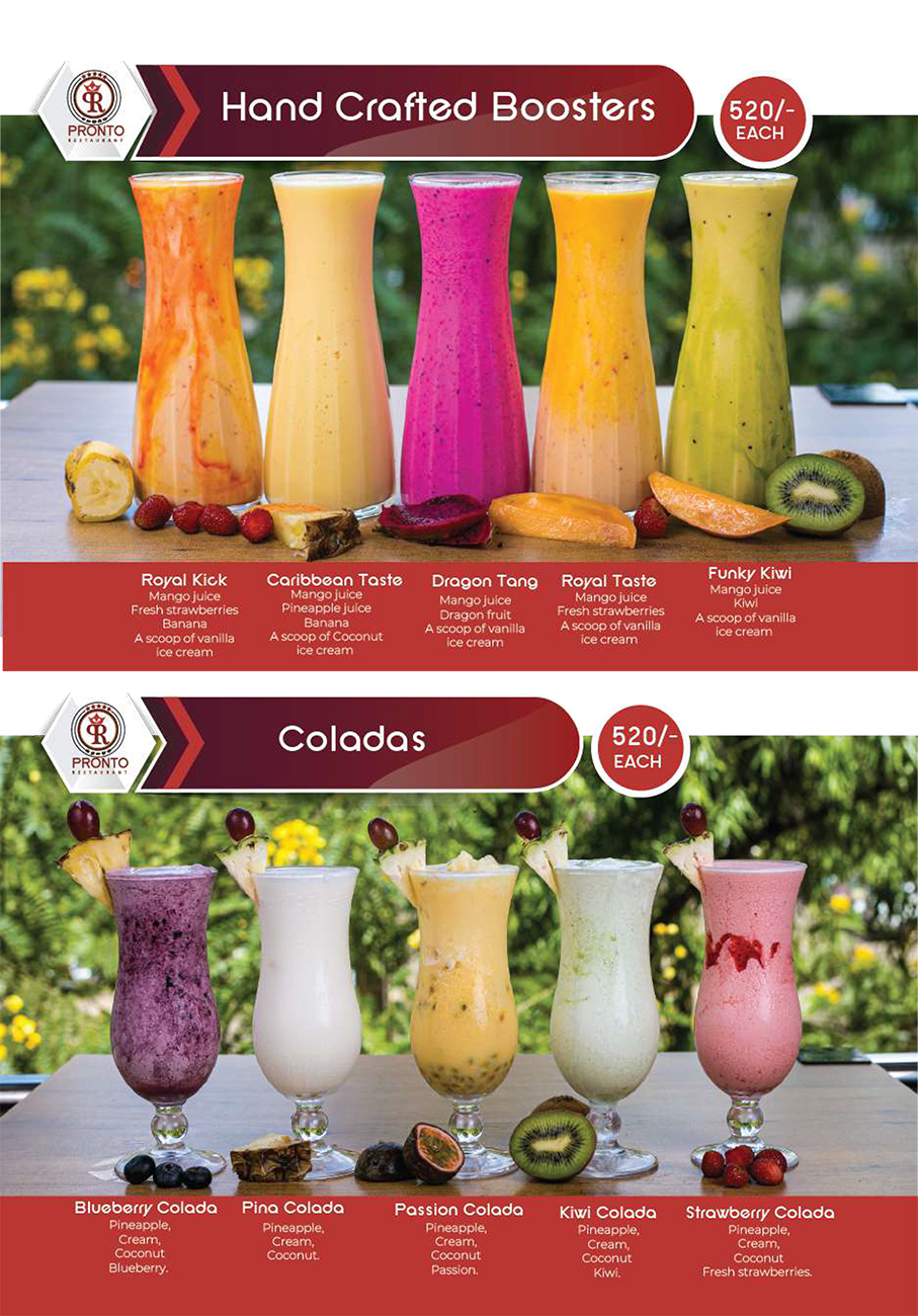 Pronto Restaurant Juices and Drinks